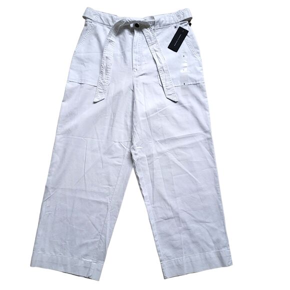 Tommy Hilfiger Pants - Tommy Hilfiger Wide Leg Pants Womens 8 White High Rise Belted Pockets NWT